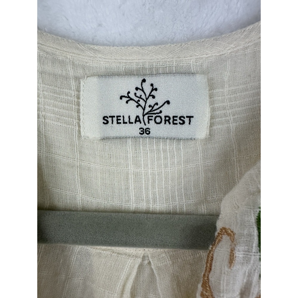 Anthropologie Stella Forest Dress Size 36 Floral Embroidered Peasant Ecru Ivory - Picture 6 of 13